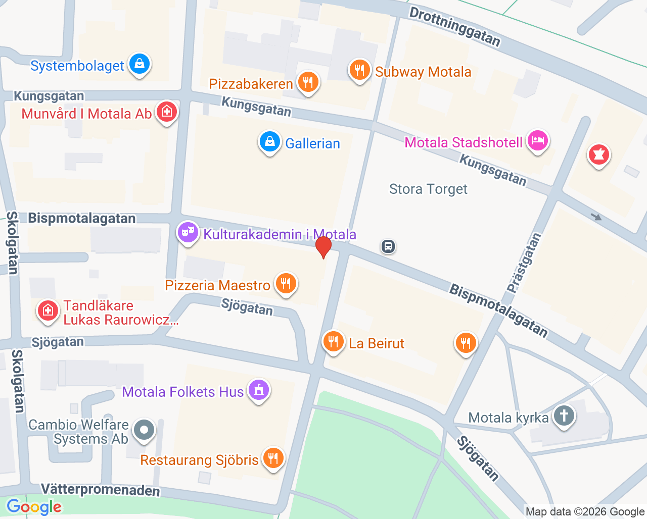 Karta till Tandvård i Centrum Tandläkare Erik Nordström, Motala