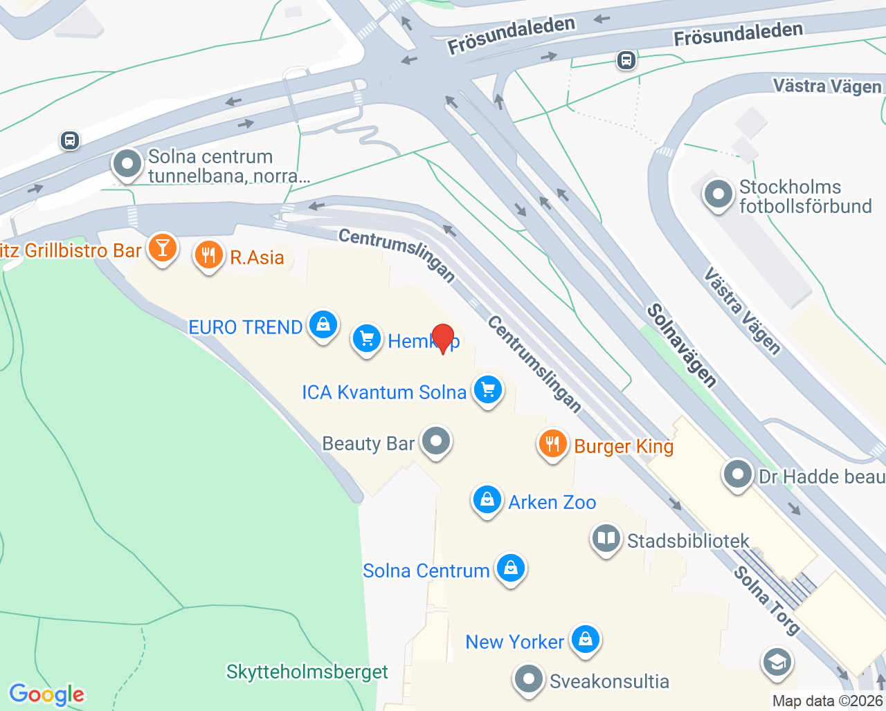 Karta till Capio Gynekologi Solna