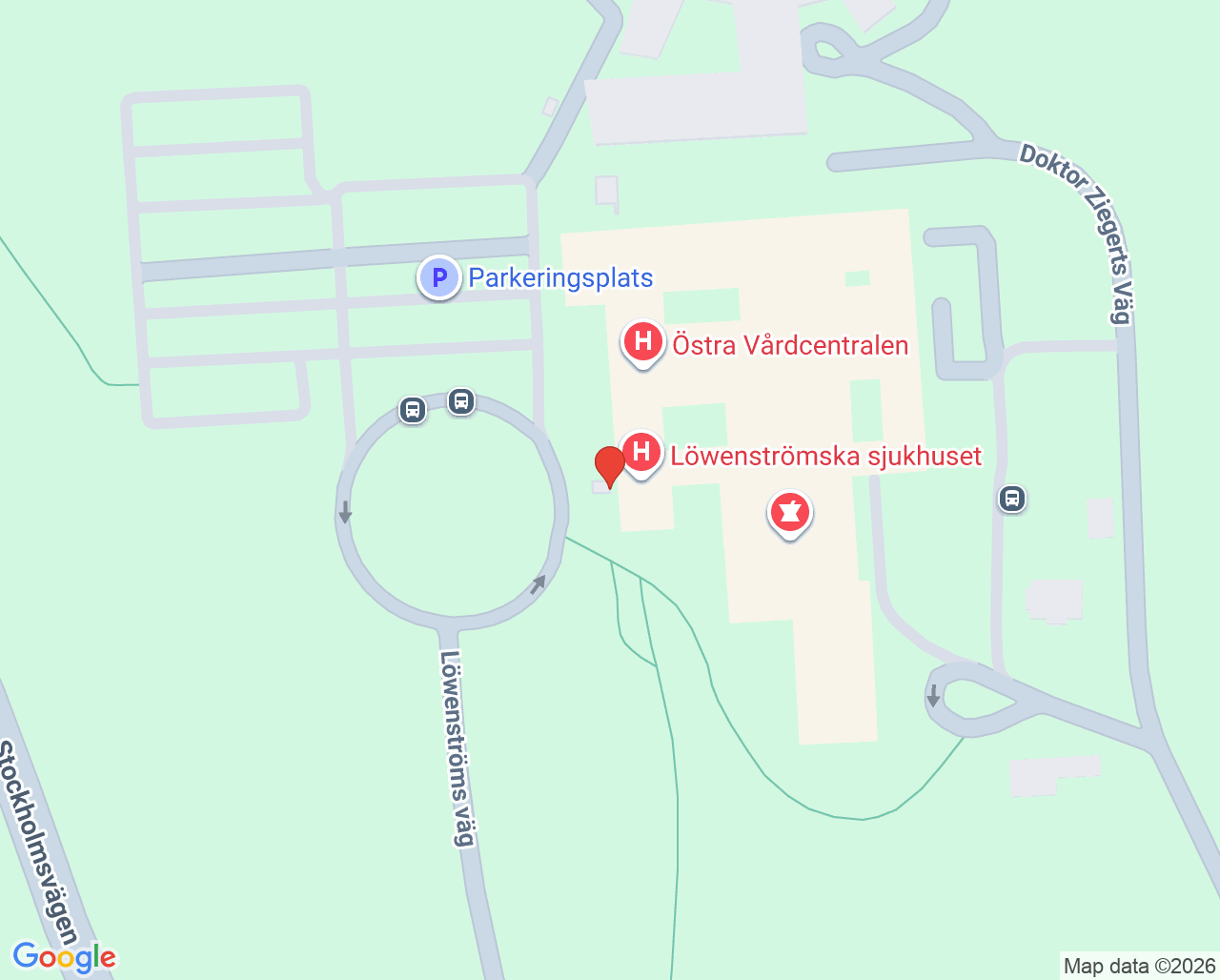 Karta till Närlaboratorium Löwenströmska sjukhuset, Karolinska Universitetssjukhuset