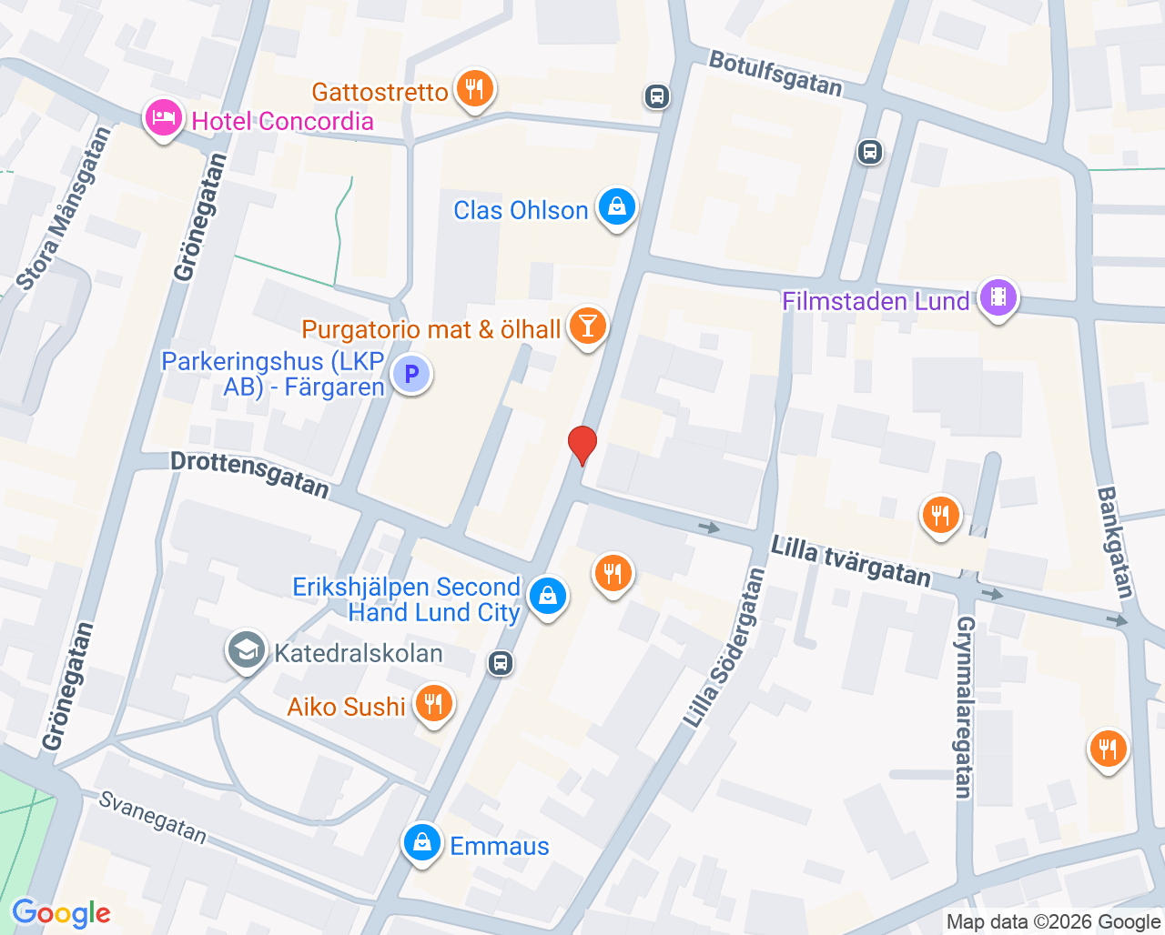 Karta till Tandläkarna i Centrum, Lund