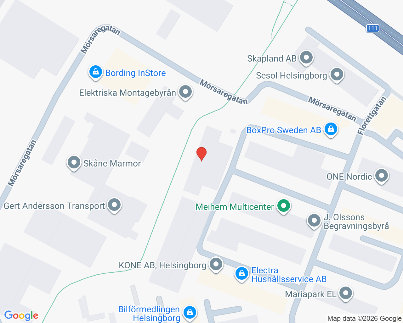 Karta till Ottobock Care Helsingborg, Helsingborg