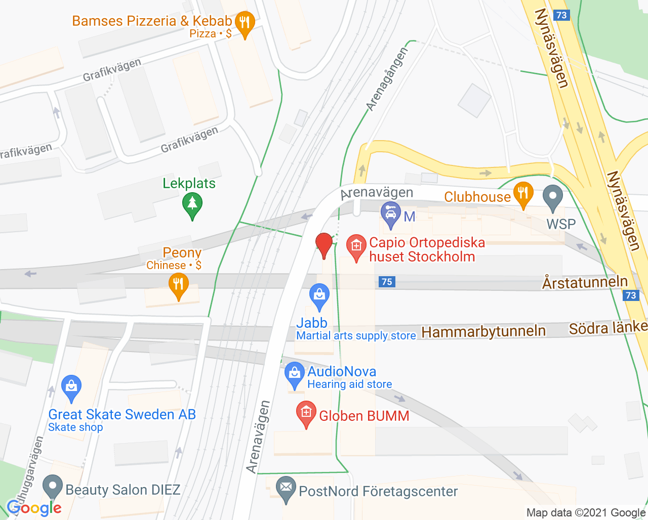Karta till Capio Ortopediska Huset