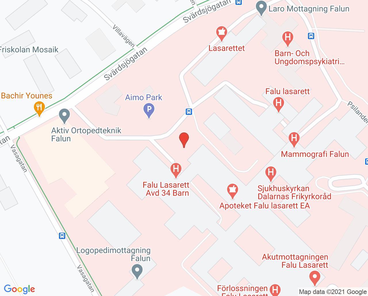 Karta till Arbetsterapi Akutrehab Falun