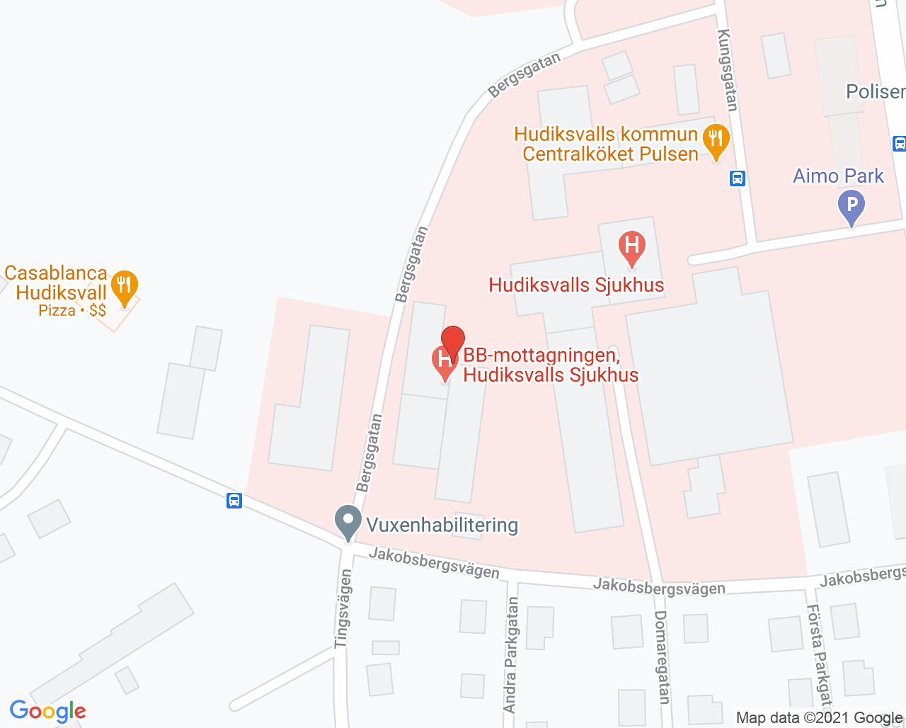 Karta till Barnavdelning Hudiksvall