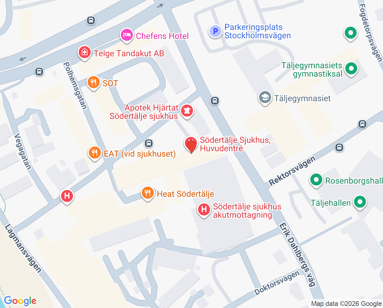 Karta till Patientvägledare, Södertälje sjukhus