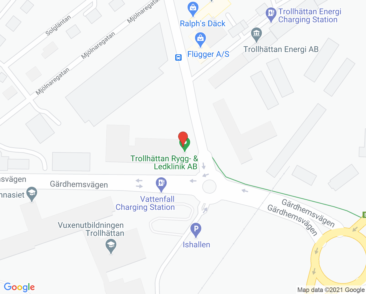 Karta till Acrius Rehab Trollhättan