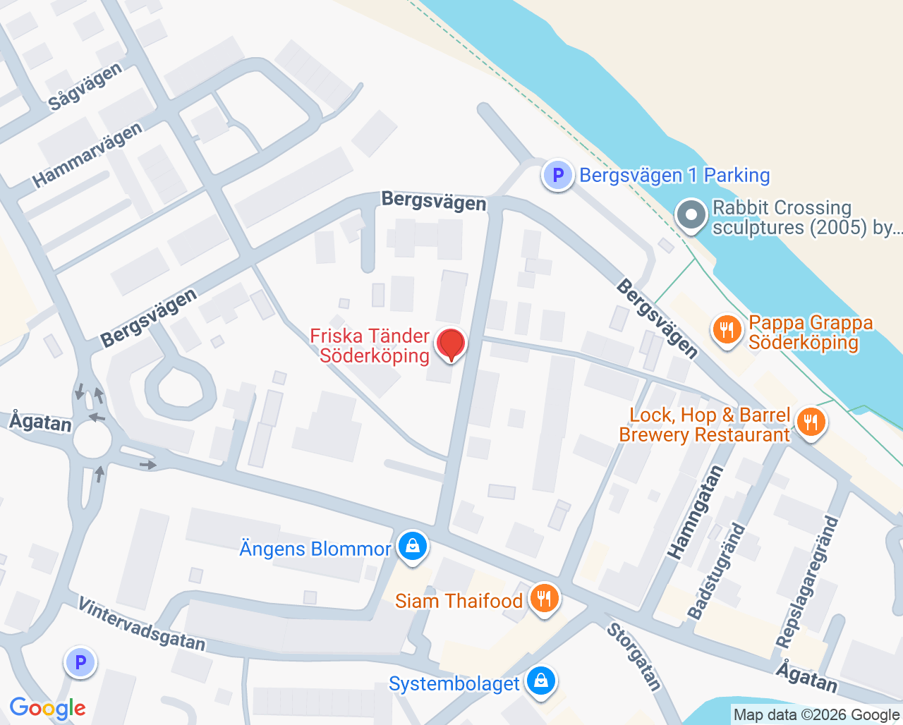 Karta till Friska Tänder Tandläkare Frida Norman, Söderköping