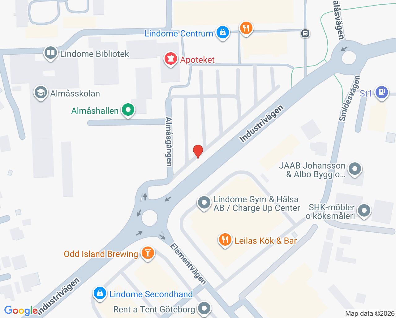 Karta till Folktandvården Lindome, Lindome