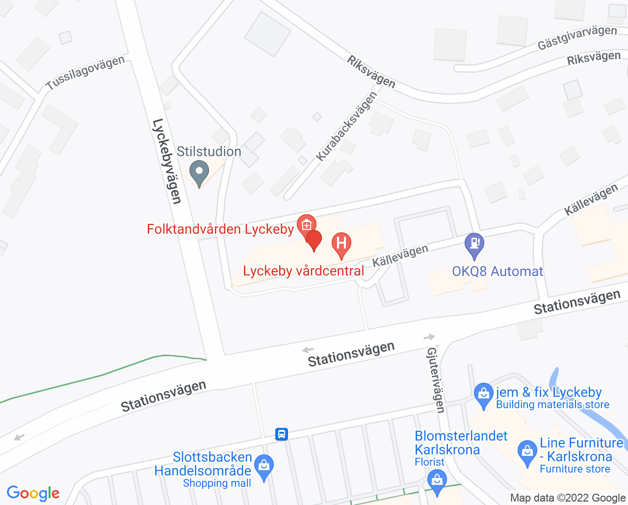 Karta till Folktandvården Lyckeby