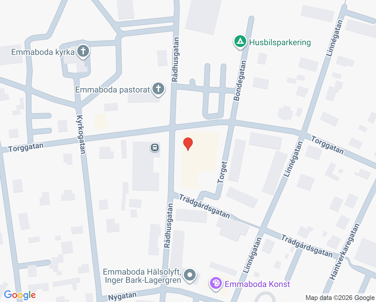 Karta till Distriktsrehabiliteringen Emmaboda