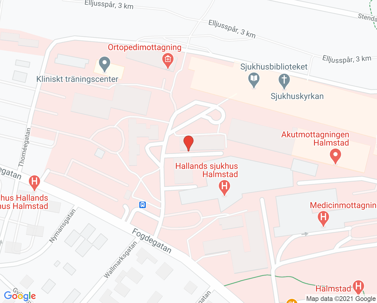 Karta till Medicinkliniken Hallands sjukhus Halmstad, Halmstad