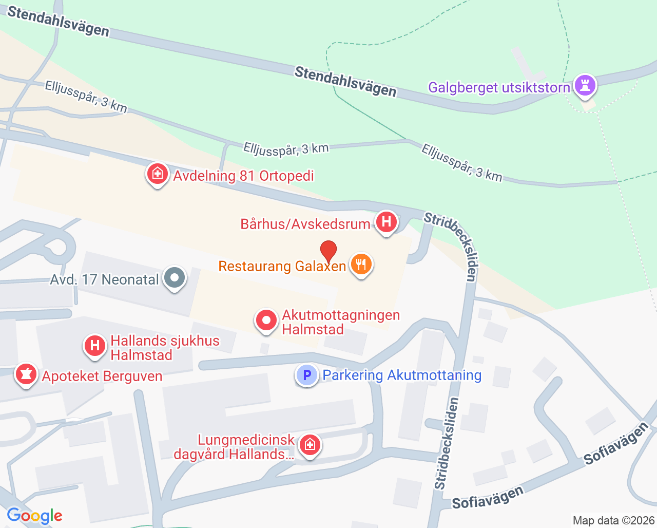 Karta till Avdelning 63 Barn och ungdom Hallands sjukhus Halmstad