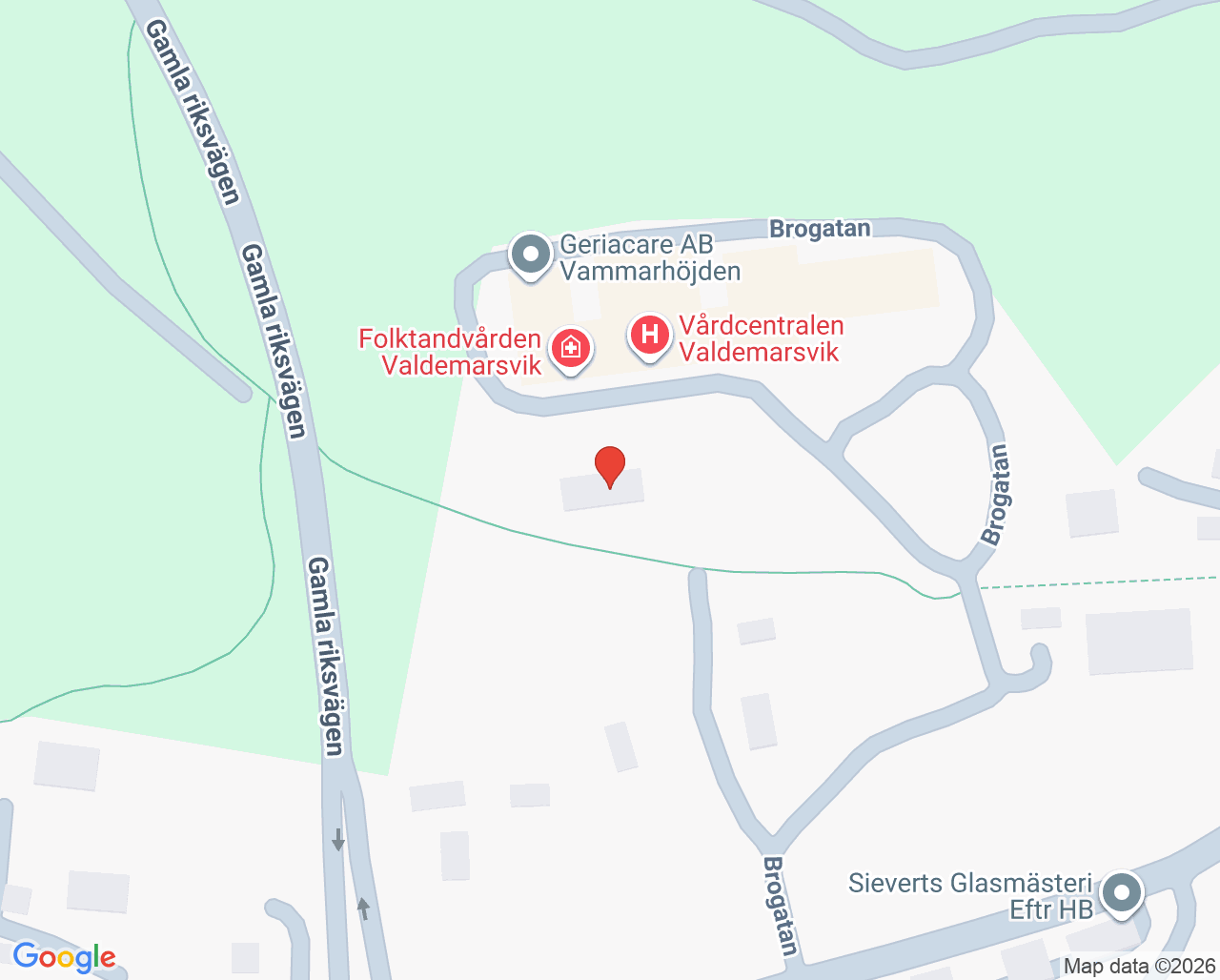 Karta till Fysioterapimottagningen Valdemarsvik, Rehab öst