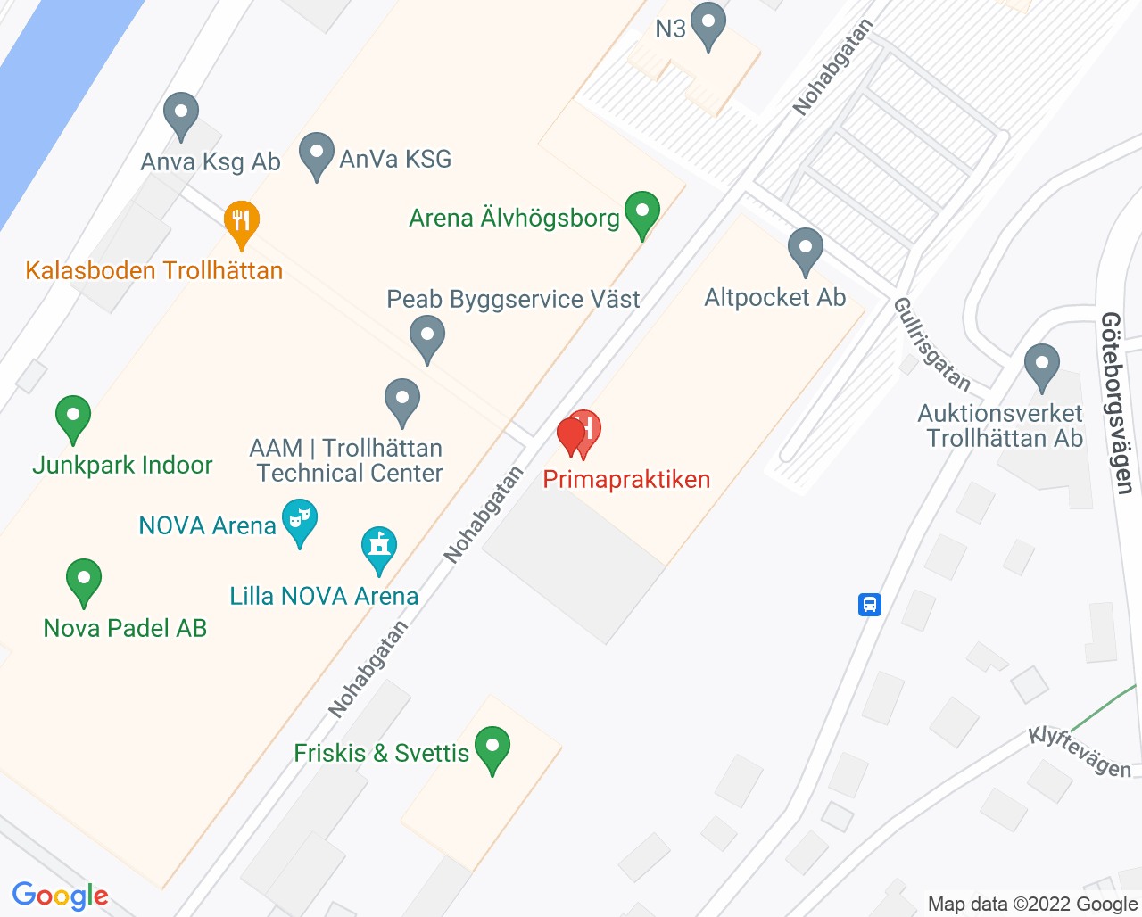 Karta till BVC Primapraktiken, Trollhättan