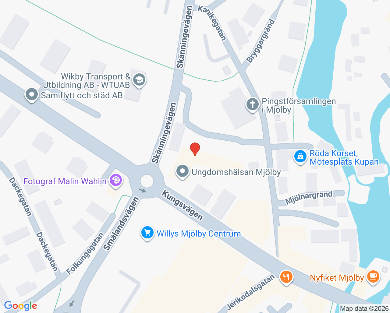 Karta till Barnhälsan Mjölby, Mjölby