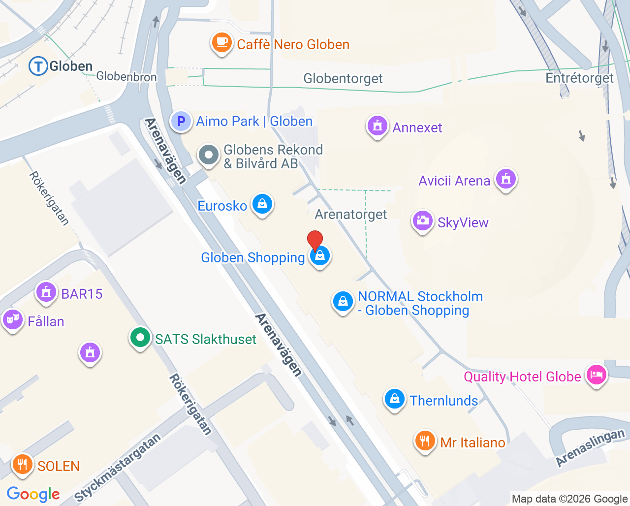Karta till Synsam Stockholm Globen