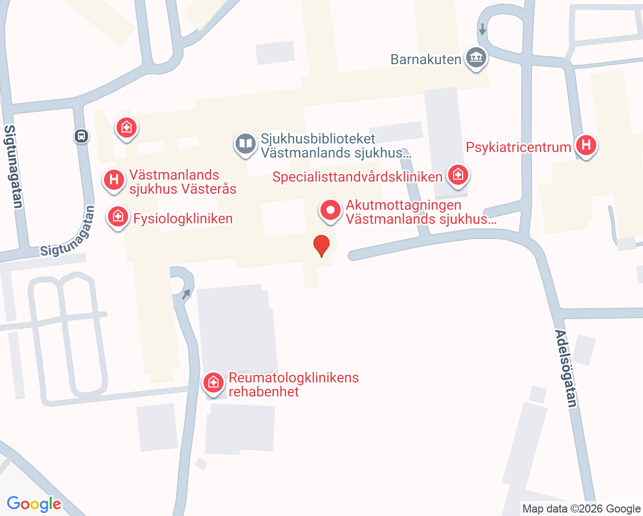 Karta till Blodcentralen Västerås