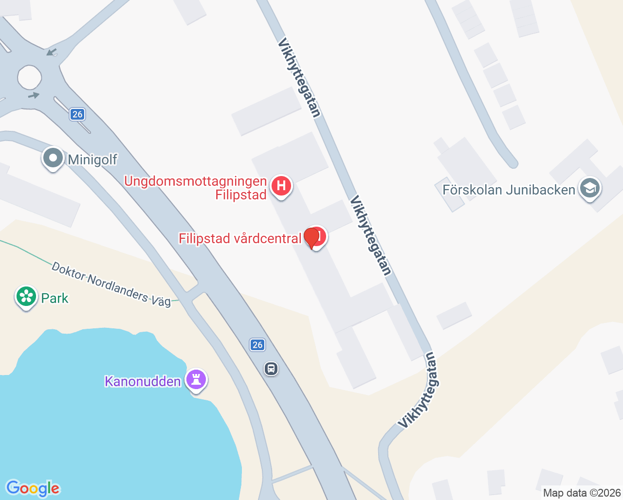 Karta till Fysioterapimottagningen Filipstad