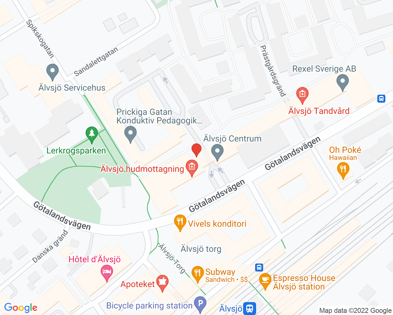 Karta till Älvsjö vårdcentral
