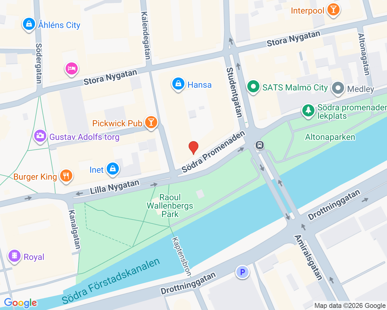Karta till Aqua Dental Malmö Hansa, Malmö