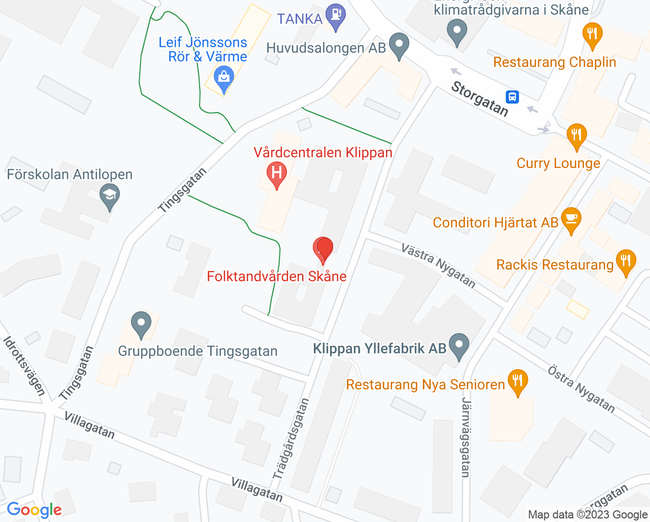 Karta till Klippan, Folktandvården Skåne AB