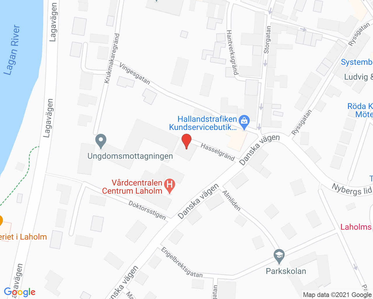 Karta till Fysioterapin Centrum Laholm