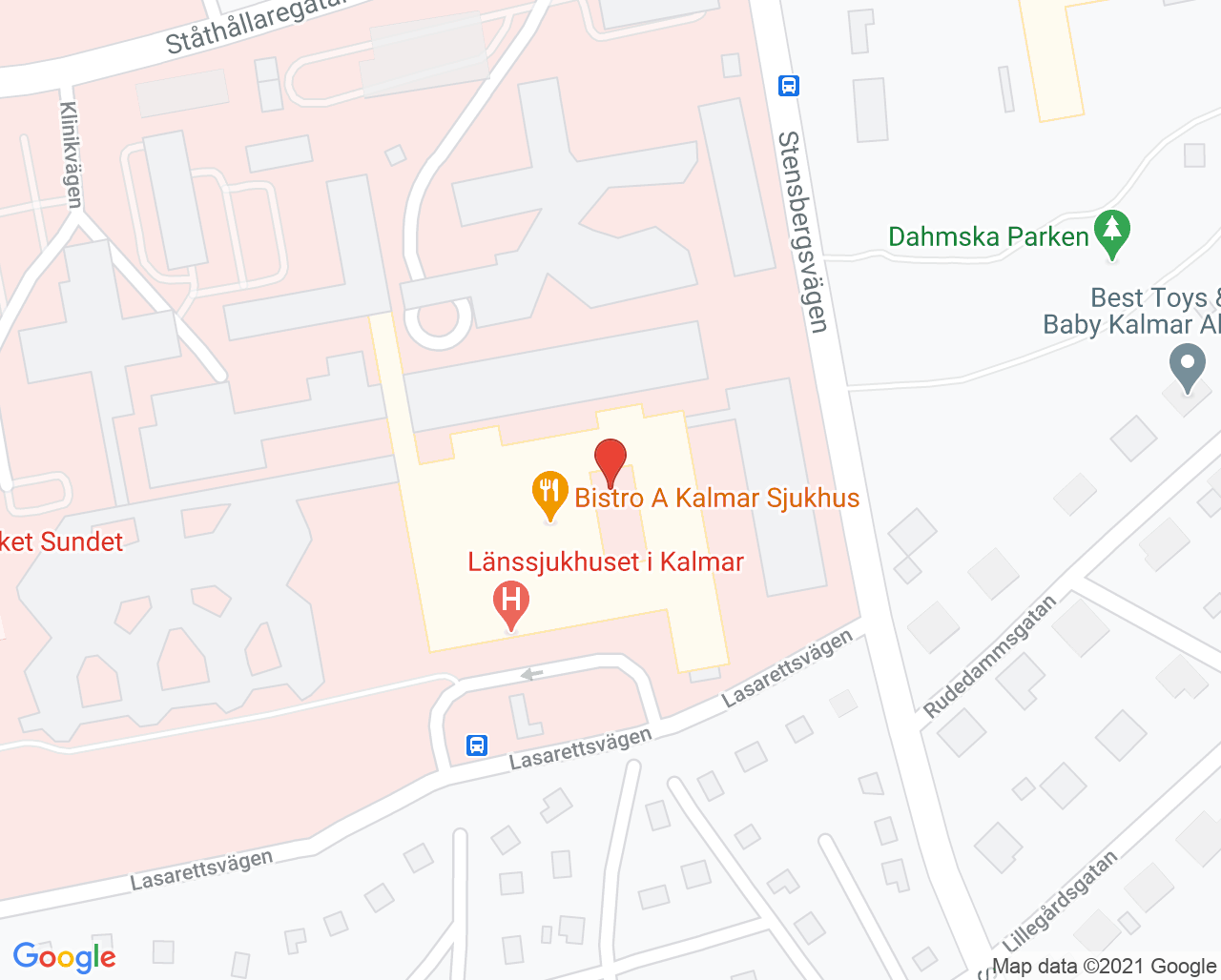 Karta till Akutvårdsavdelningen Kalmar
