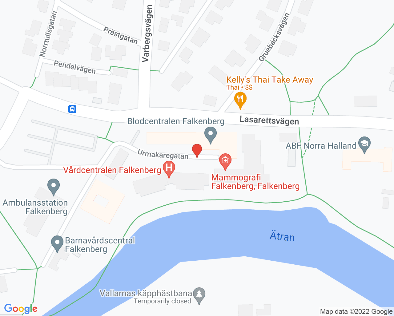 Karta till Mammografi hälsokontroll Falkenberg