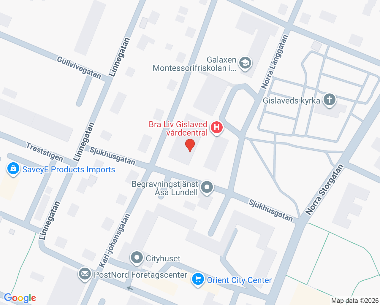 Karta till Laboratoriet Gislaveds vårdcentral