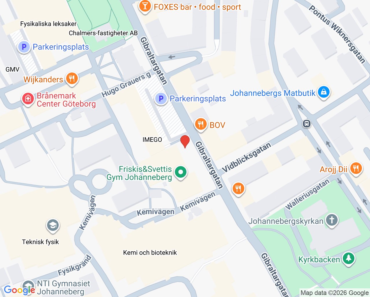Karta till Närhälsan Gibraltargatan barnavårdscentral, Göteborg