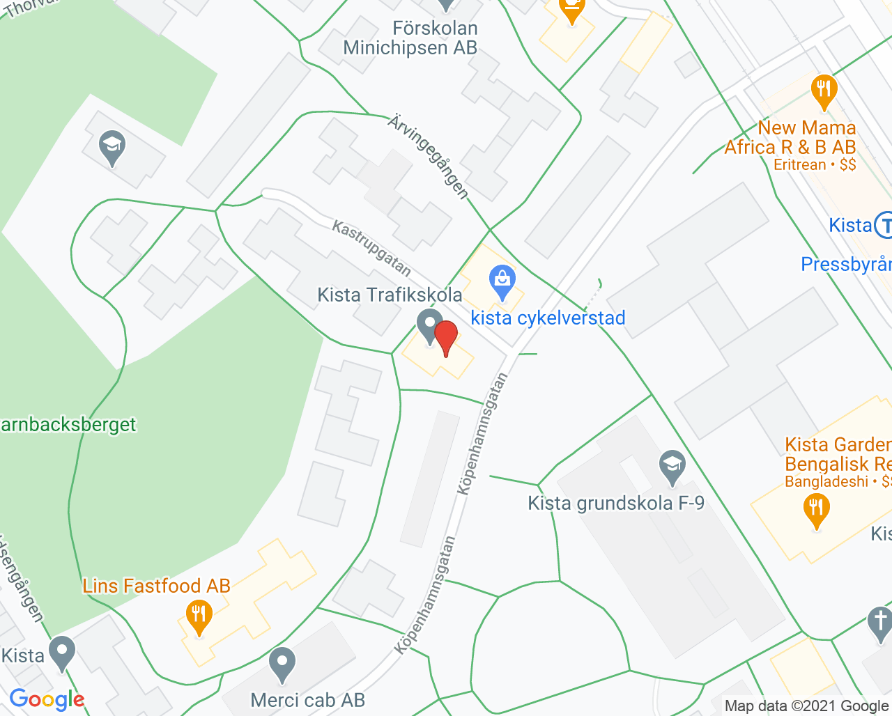 Karta till Tandläkare Bita Amirkia, Rinkeby/Kista