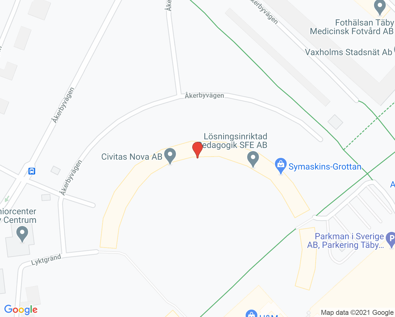 Karta till Tandläkare Charlotte Hofer, Täby