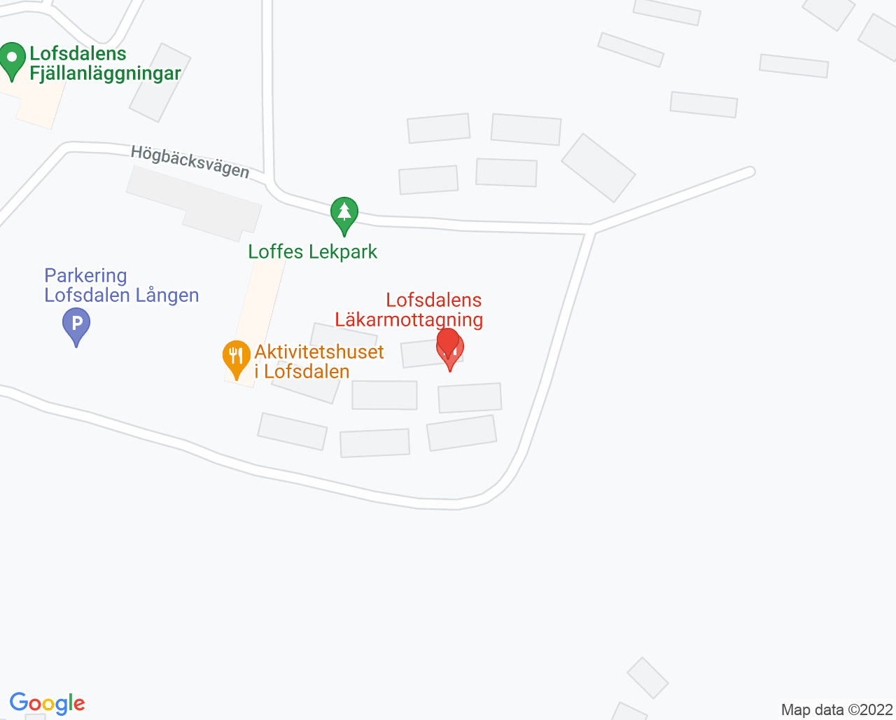 Karta till Lofsdalens läkarmottagning