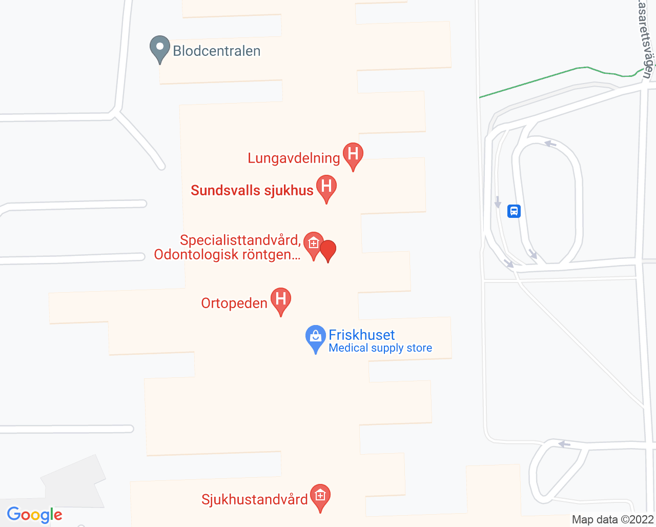 Karta till Orofacial medicin Sundsvall