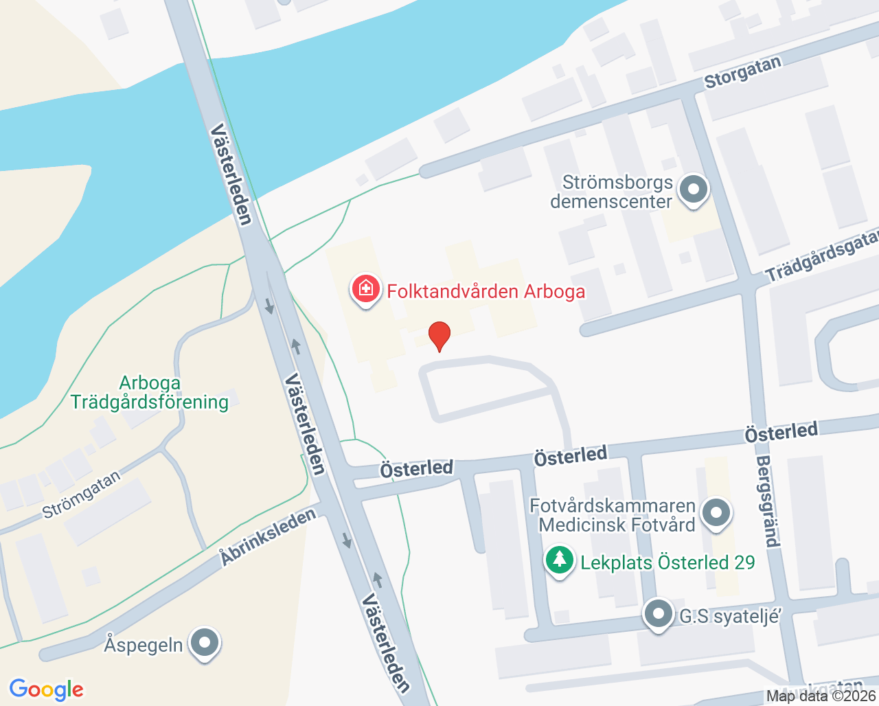 Karta till Åbågen Fysioterapimottagning, Arboga