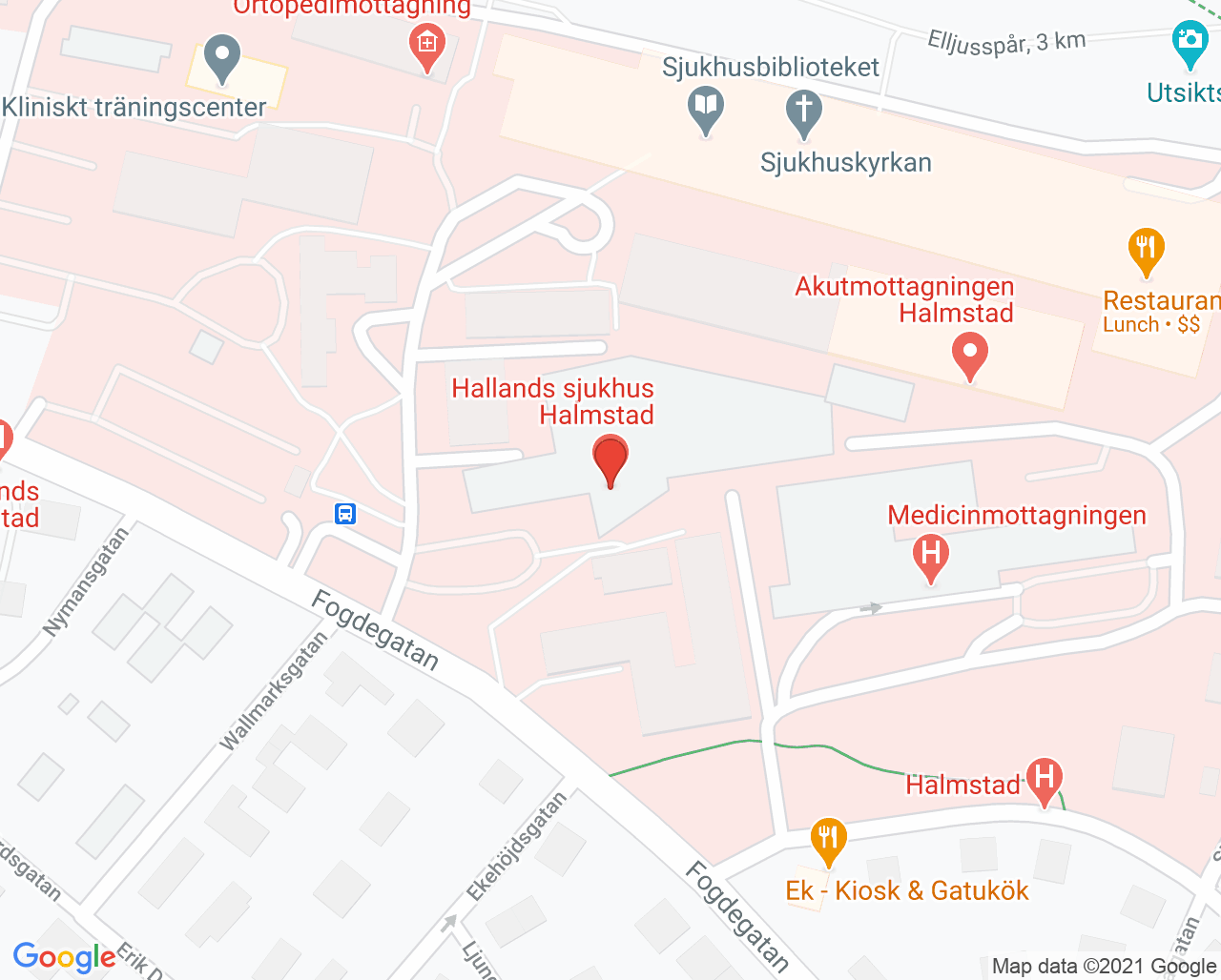 Karta till Hörselhabiliteringen Halmstad