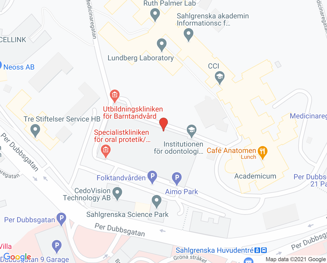 Karta till Specialistkliniken för ortodonti Göteborg, Göteborg