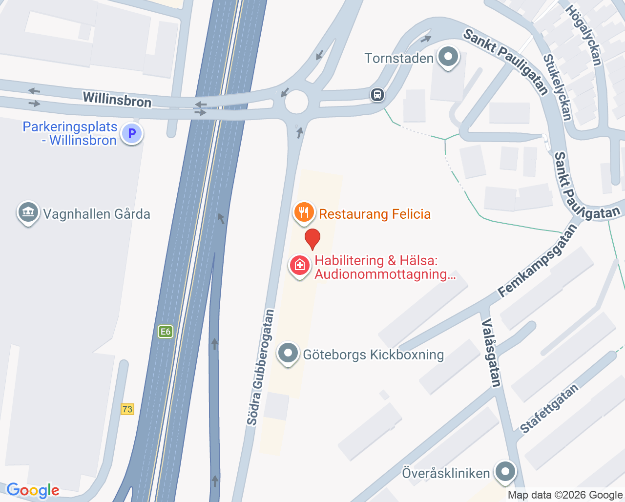 Karta till Hörselteam Göteborg, Göteborg