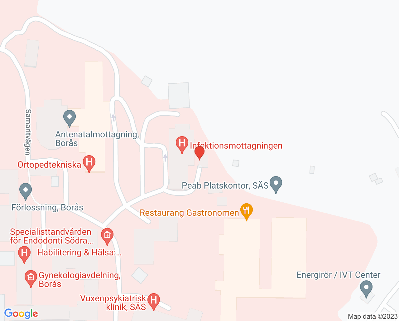 Karta till Infektionsavdelning Borås, Borås