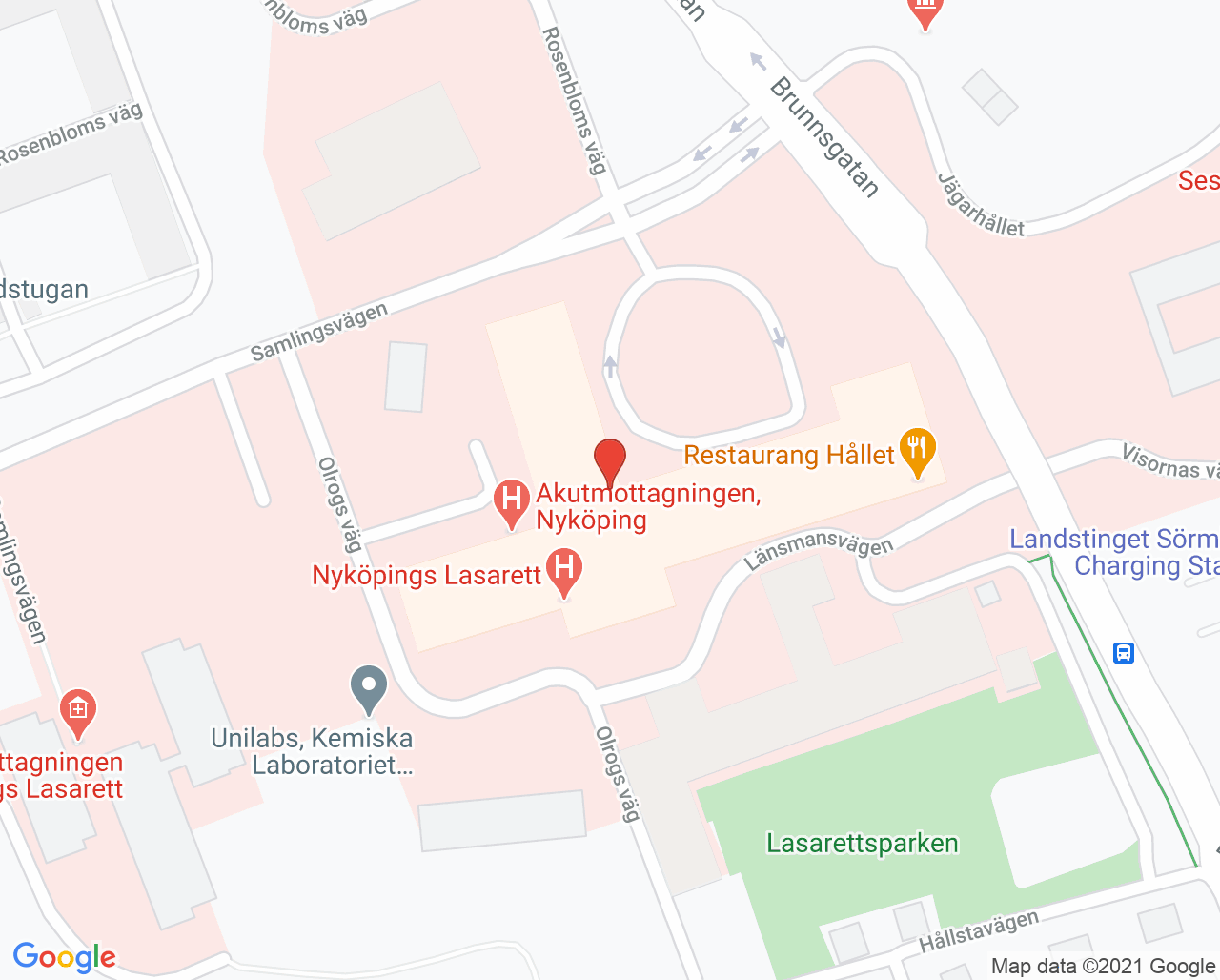 Karta till Teamet för inflammatoriska tarmsjukdomar Nyköpings lasarett, Nyköping