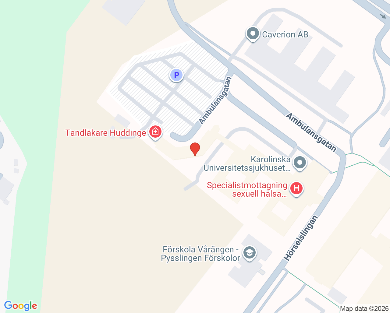 Karta till Mottagning Infektion 3 Huddinge, Karolinska Universitetssjukhuset