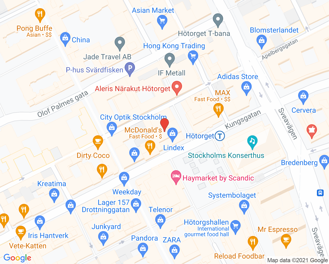 Karta till Synsam Stockholm Hötorget