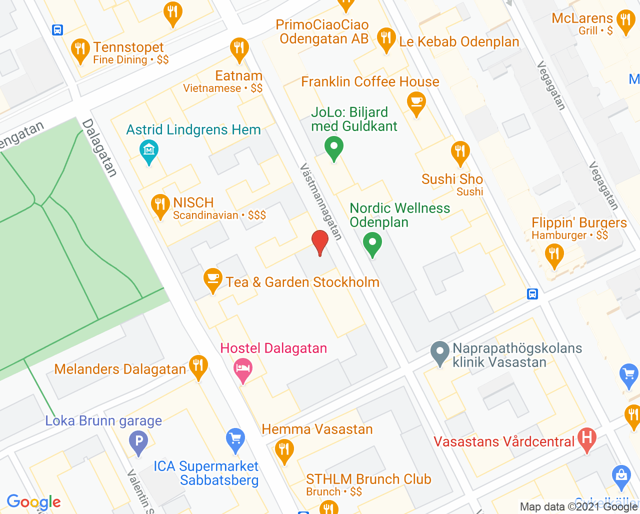 Karta till Odenplans Ögonklinik