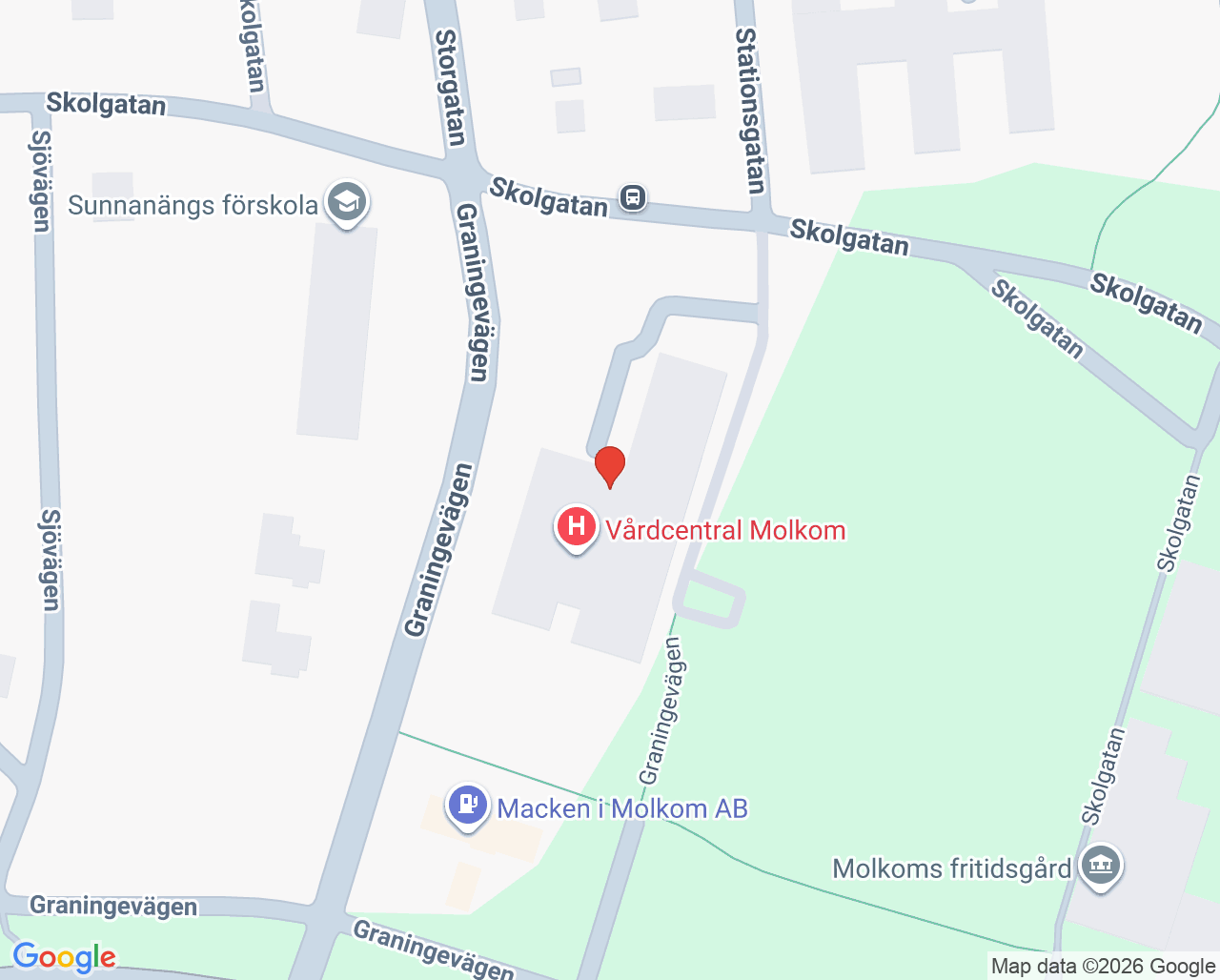 Karta till Vårdcentralen Molkom
