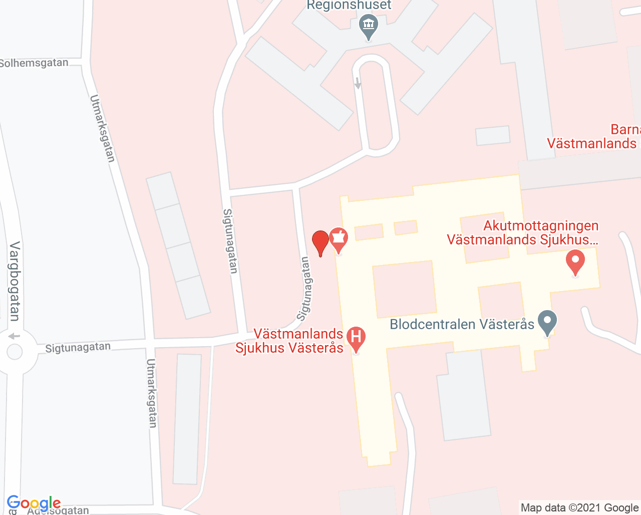 Karta till Geriatrik rehabavdelning, Västerås
