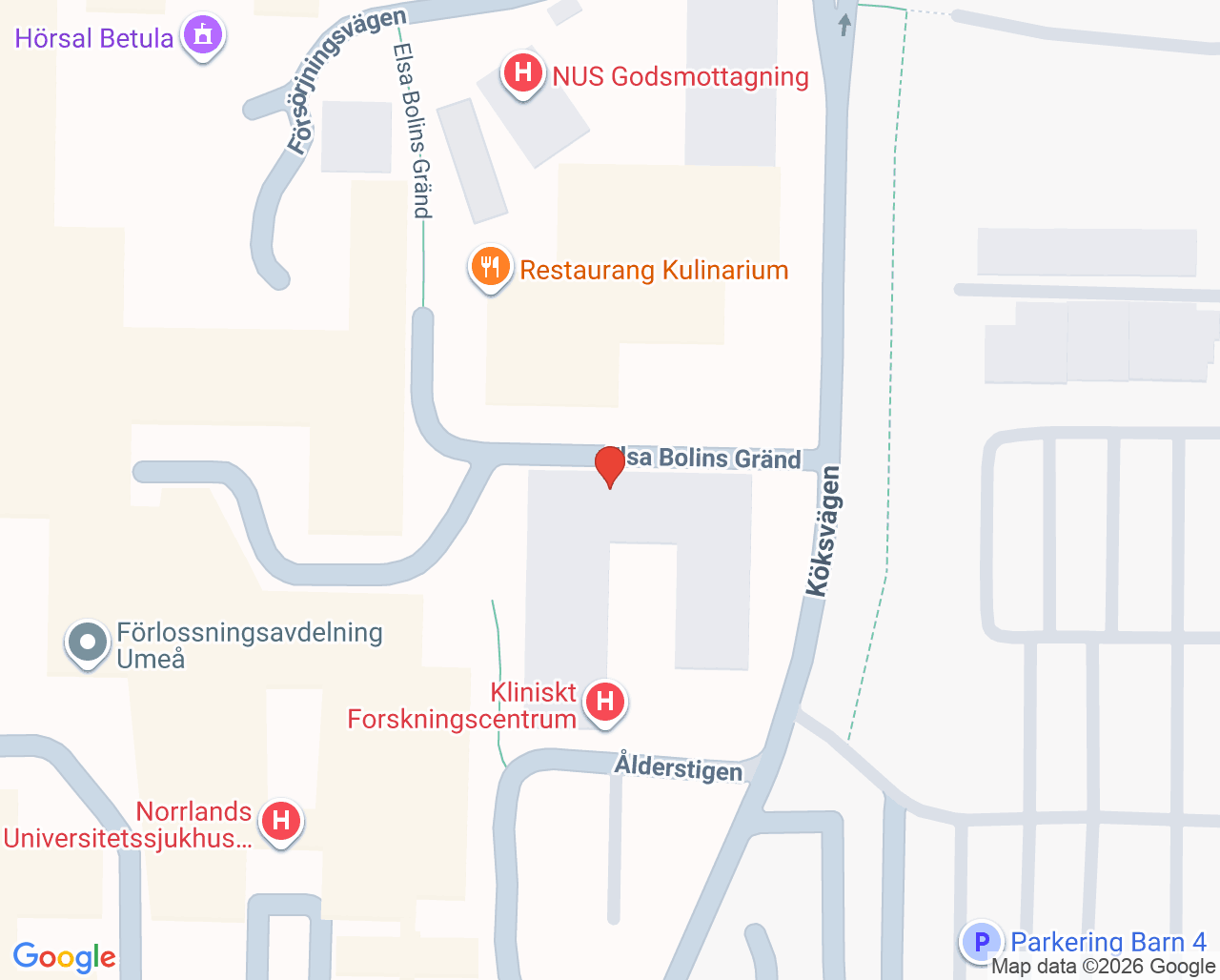 Karta till Infektionsklinik Umeå