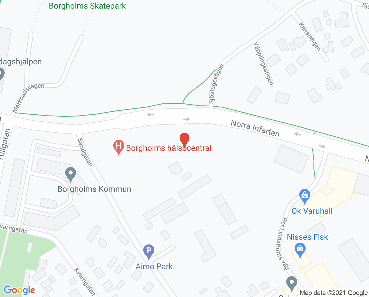 Karta till Distriktsrehabiliteringen Borgholm