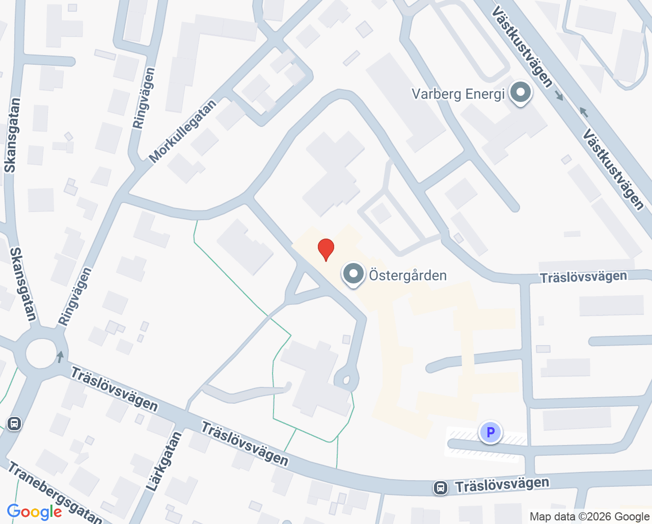 Karta till Träslövsvägen 23, Varberg