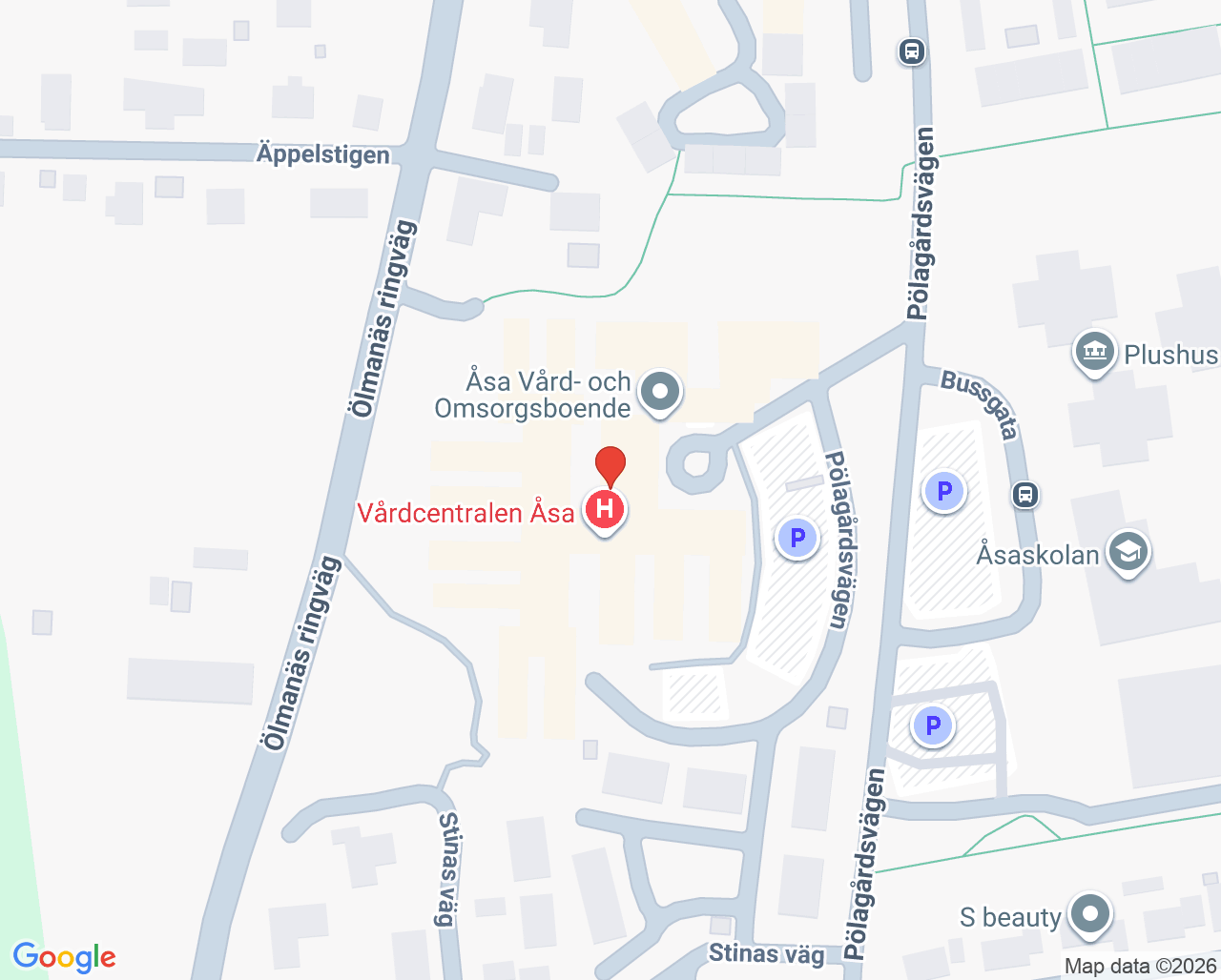 Karta till Psykosociala mottagningen Åsa