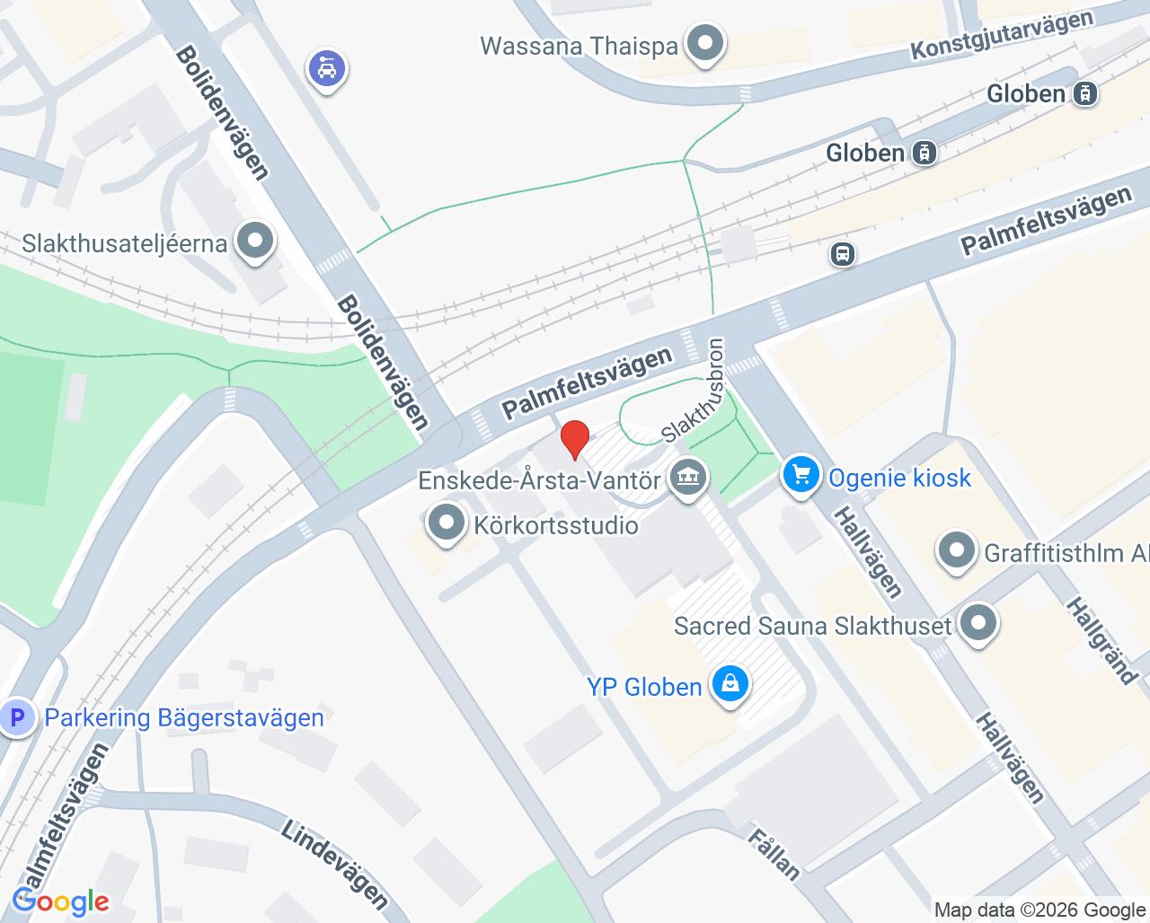 Karta till Fysioteamet Stockholm - Bertils FysioSpecialiserad fysioterapi, Globen